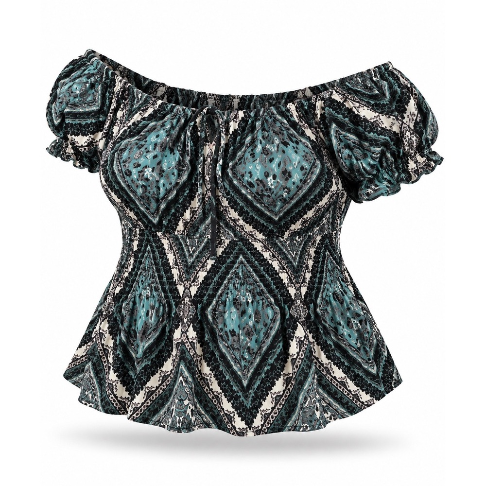 rue+ Off Shoulder Top 4X Paisley Boho Western Cottagecore Plus Size NWT